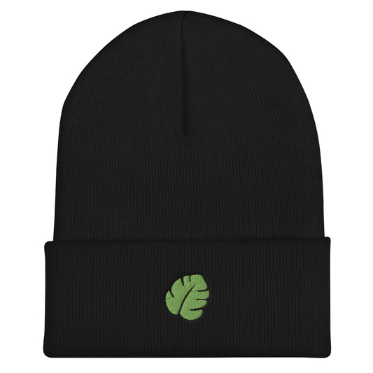 Gorro con puños de hoja de Monstera